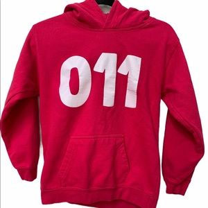 “011” Pink Hoodie, Girls 12/13